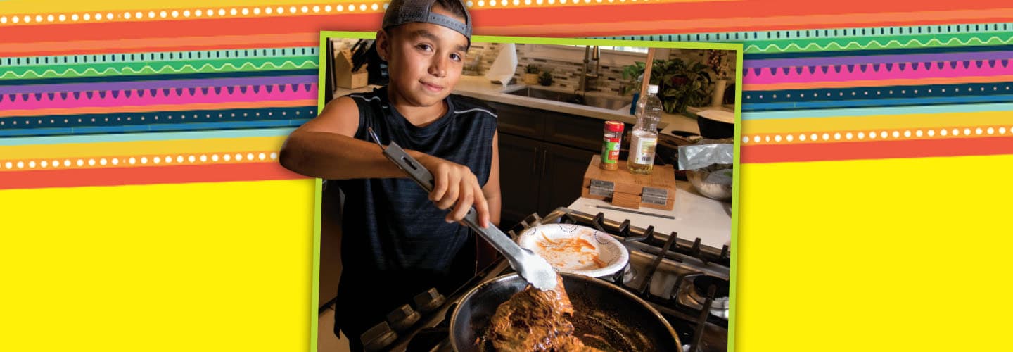 Image of a kid cooking a meal
