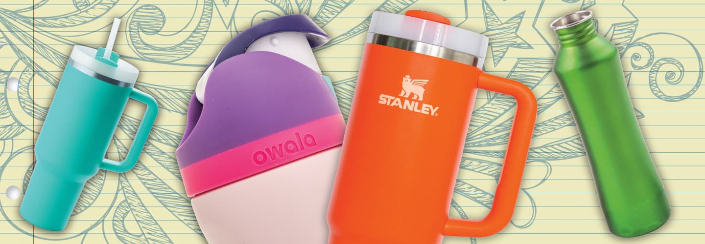 Image of a variety of metal reusable water bottles